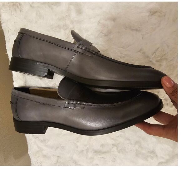 NWOB Banana Republic Italian Leather Gray Loafers Size 11 - Picture 5 of 10
